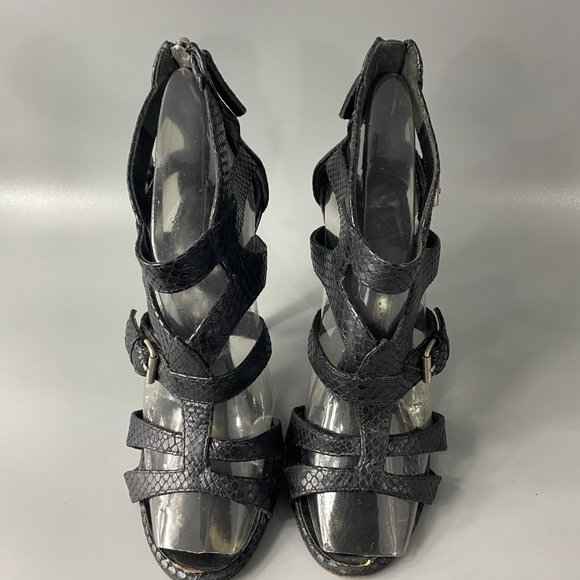 Giusuppe Zanotti Black python Gladiator Strappy Heels Sandals, Size 38.5 - Picture 4 of 13